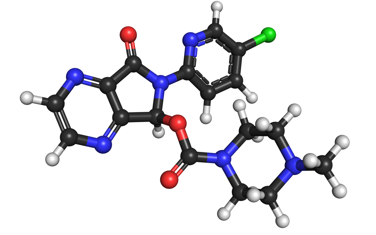 3D molecular model of a Z-drug sedative sleeping tablet